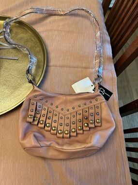 Vintage B. makowsky Pink Fringe Stud leather Shoulder Bag Y2K NWT